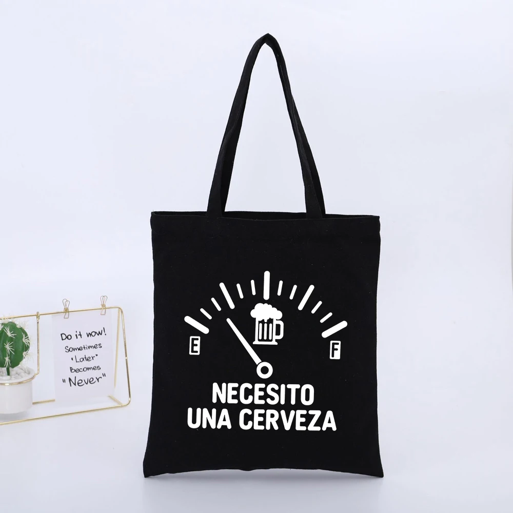 Men's Slogan-Style Graphic Canvas Tote Bag, Casual Style for Daily Shopping and Casual Outings