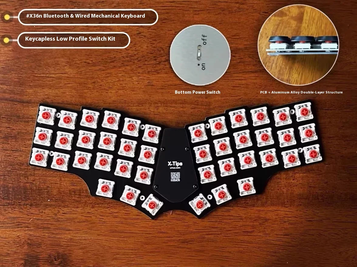 لوحة مفاتيح X36n Corne V4 تخطيط لاسلكي 42 مفتاحًا لوحة مفاتيح ميكانيكية مريحة متكاملة تدعم قارورة Qmk ملحقات ألعاب مخصصة