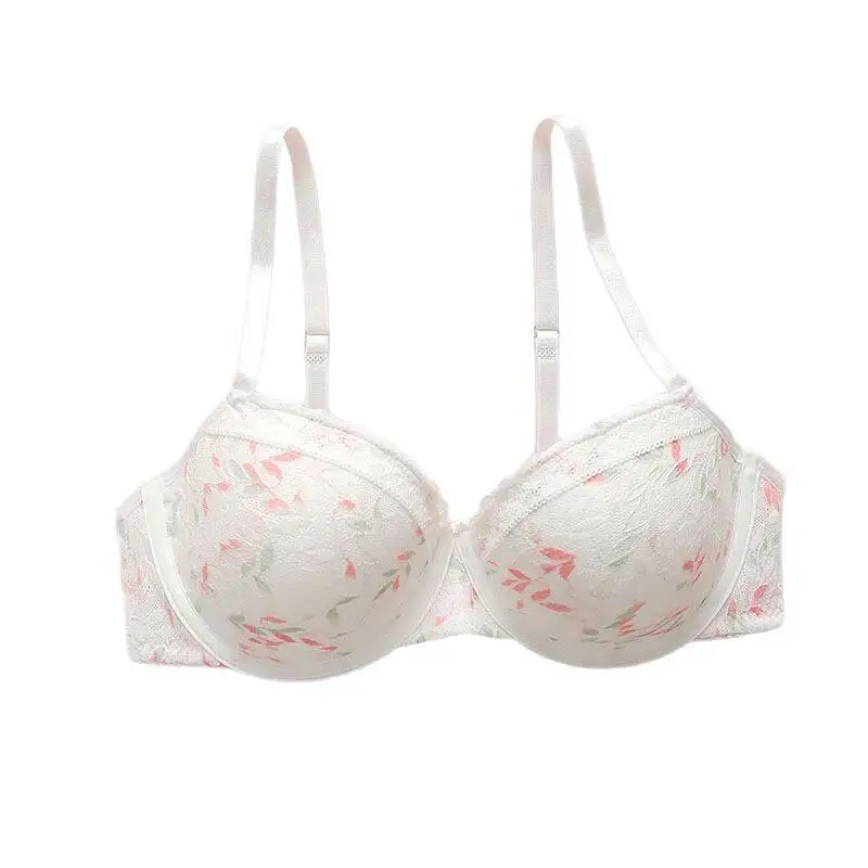 Cherry Printed Lace Lingerie Set Underwire Underwear Featuring Sexy Comfortable Woman Beach Mid Waist Triangle Brief Available