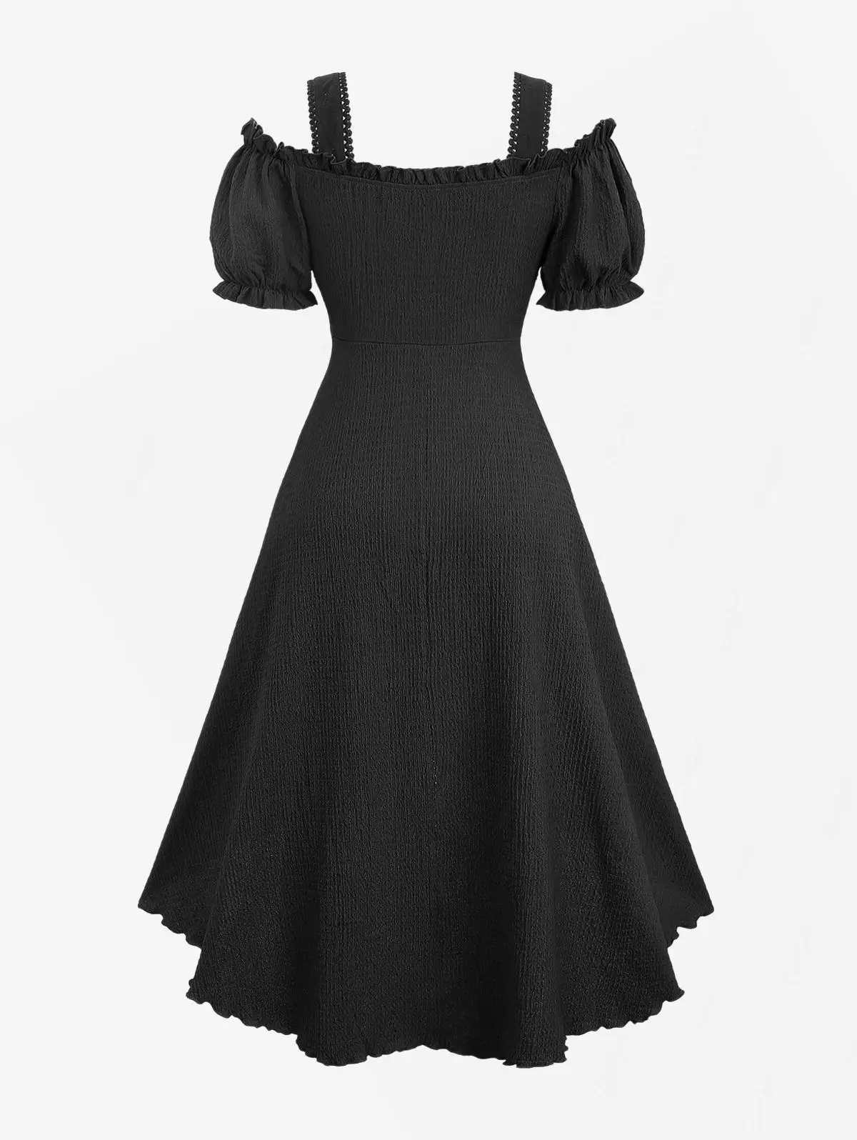 ROSEGAL Damska Sukienka Plus Size Steampunk Renesansowa Sukienka z Odkrytymi Ramionami Falbankami Sznurowana Asymetryczna Sukienka Codzienna