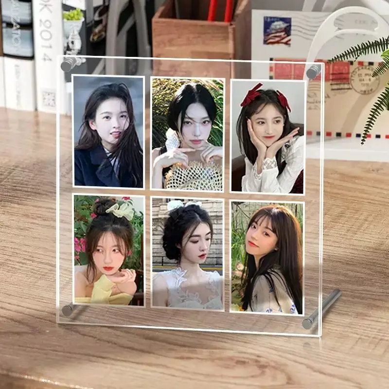 Vier/Neun-Gitter Kleine Karte Display Stand Sechs-Gitter Idol Karte Nut Acryl Foto Rahmen Karte Album Desktop ins Stil Display Stand – Detail 2
