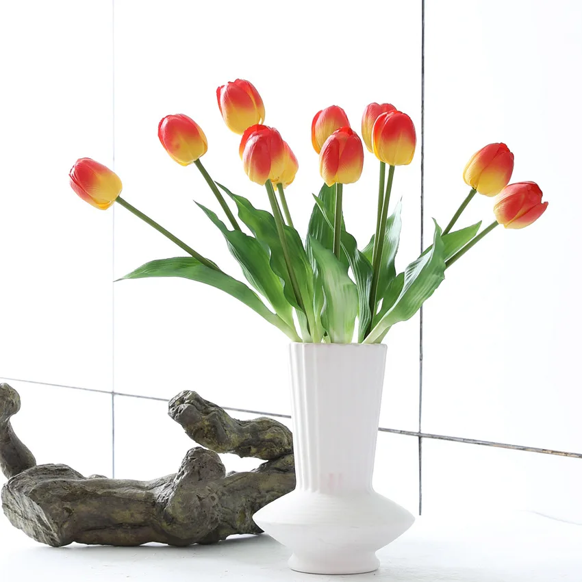 10 Stück Künstliche Blumen Latex-Tulpen Brautstrauß Hochzeitsdekoration Echt Aussehende Tulpenblumen Heimdekoration Party Tisch Blumendekoration – Detail 23