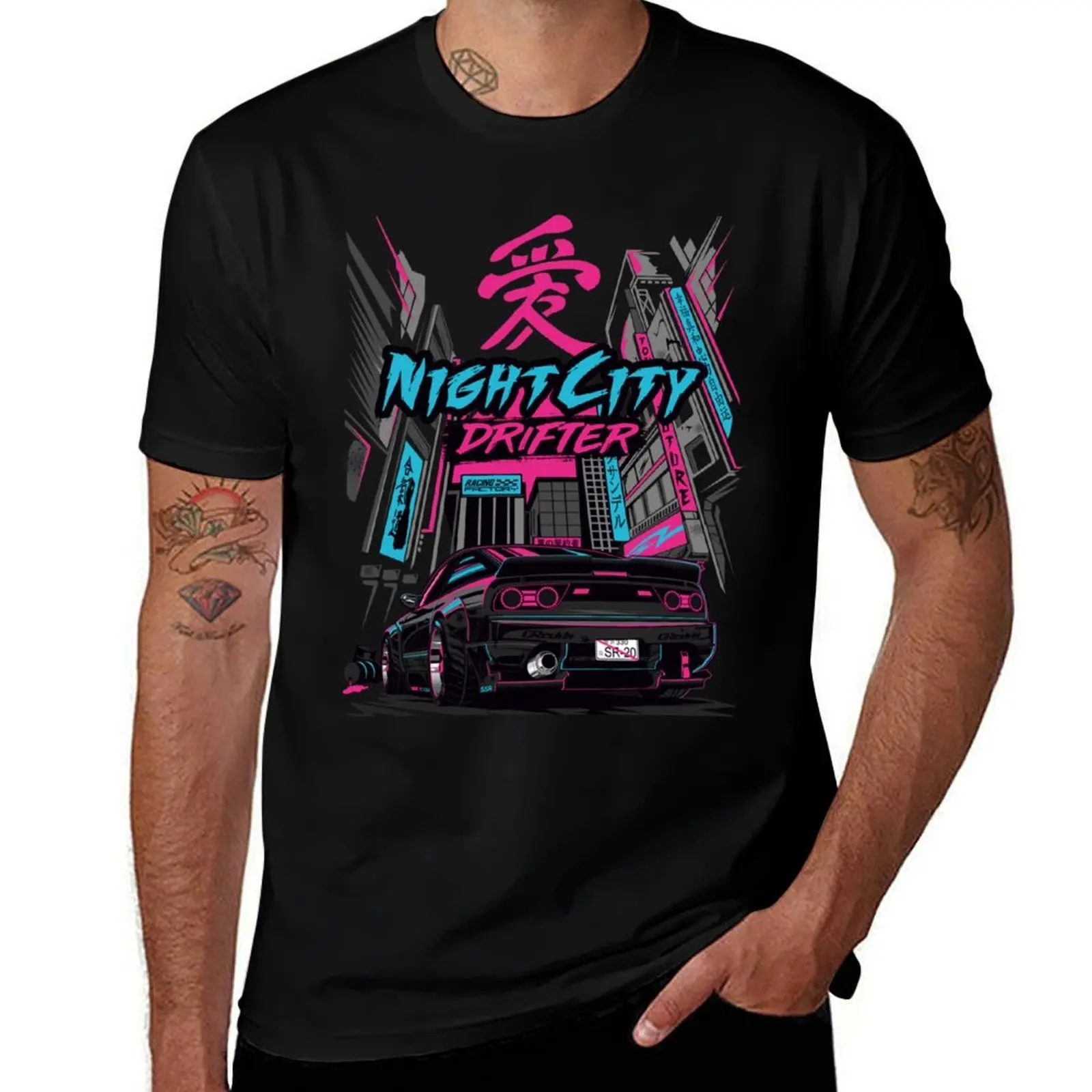 

240sx - Night City Drifter T-Shirt printed t shirts for man t shirt custom print man t shirt luxury T-Shirt