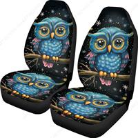 Animal Owl Car Seat Cover Full Set for Front,2 Pcs Galaxy Night Owl Print Auto Front Seat Protector Vehicle Bucket Seat Cover