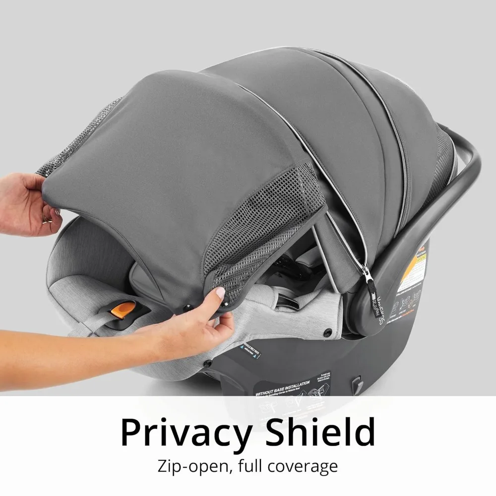 KeyFit-Assento de carro infantil ClearTex e Base - Rear-Facing para 4-35 lbs bebês, Zip Shield, Suporte de cabeça e corpo, Zip Shield