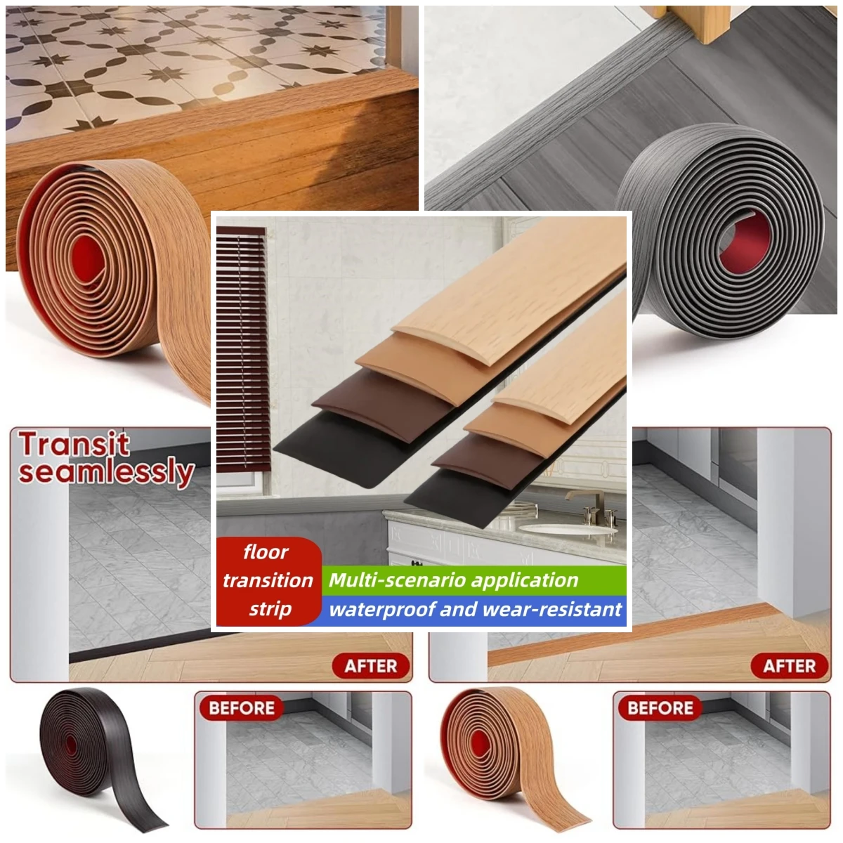 1pc 1m/2mX5cm Self adhesive floor edge transition strip carpet edge decorative strip floor transition gap sealing strip
