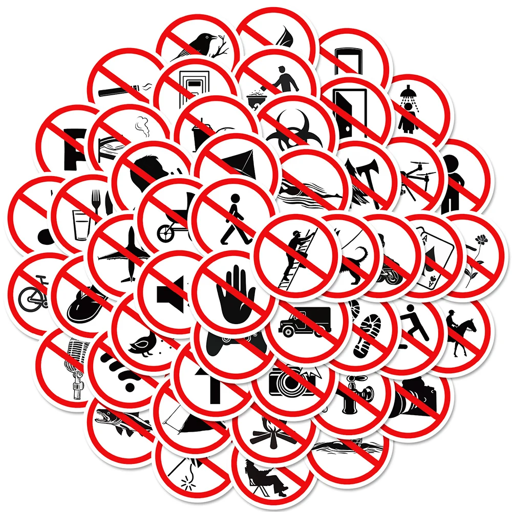 10/30/50pcs Funny Warning Danger Banning Stickers Prohibited Identification Decal DIY Notebook Fridge Suitcase Aesthetic Sticker