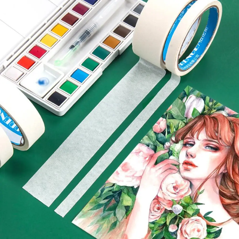 Watercolor Masking Adhesive Tape Painting Textured Paper Leave Glue Cover Tap Art White Tool Paper Sketch Supplies