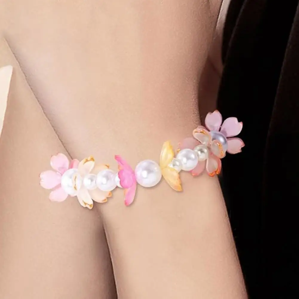 Acrylic Flower Beads Kit 50pcs Acrylic Cherry Blossom Beads Golden-plated Flower Spacer Charms Diy Handmade Necklaces Bracelets