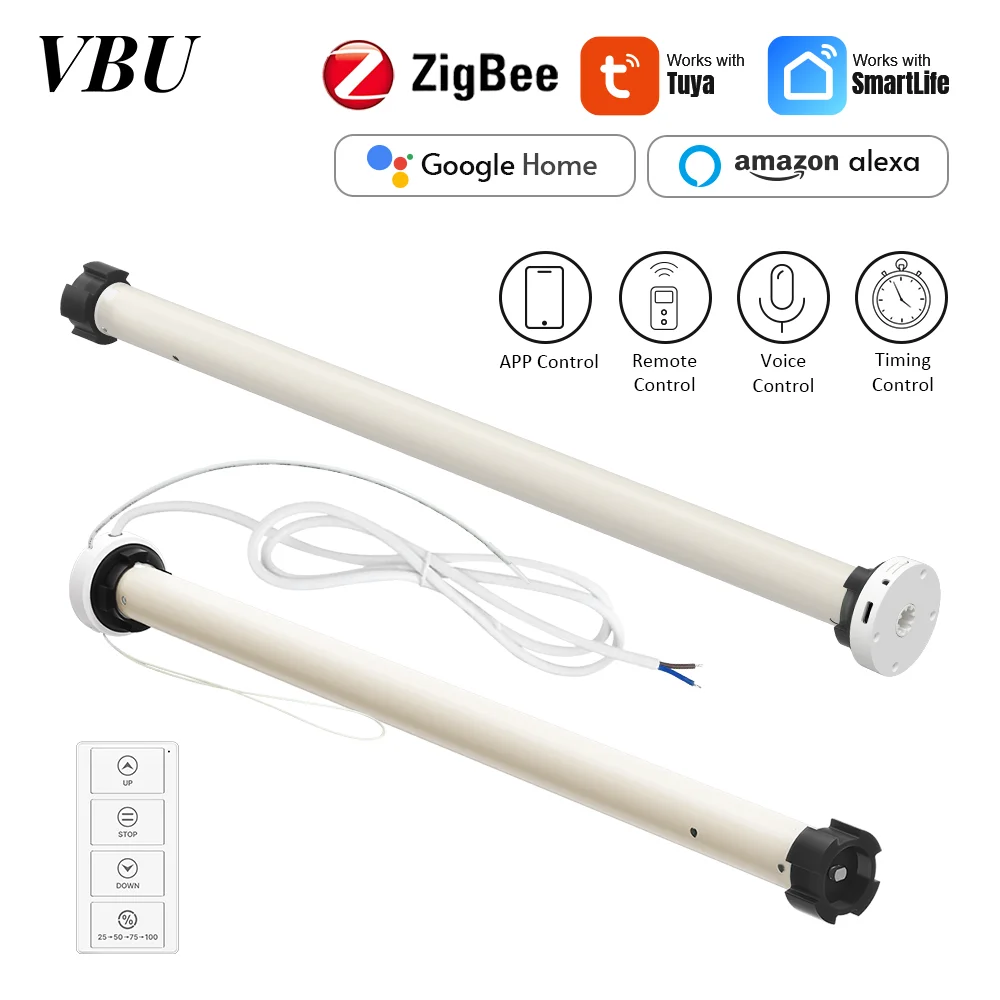 Tuya Zigbee Roller Shade Blinds Motor for 38mm Tube Smart Electric Curtain Engine Voice Control Work with Tuya Alexa Google Home