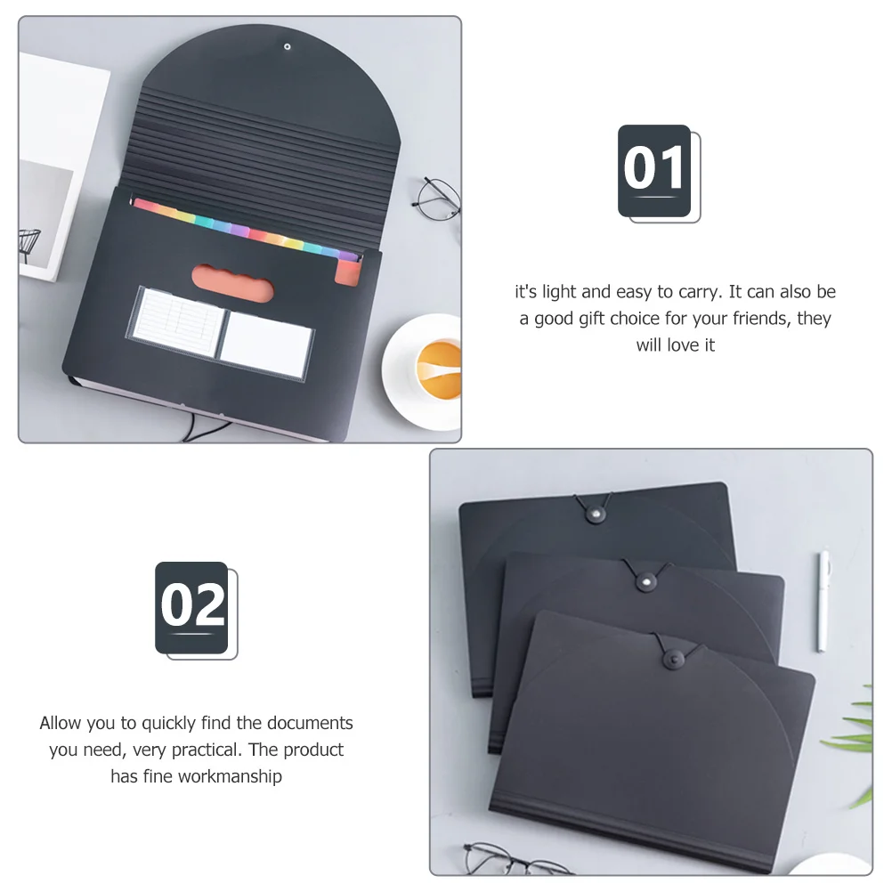 

Rainbow Accordion Portable Plastic Accordion File Folder Document Organizer Office Receipt Document Pouch Portable File Folder