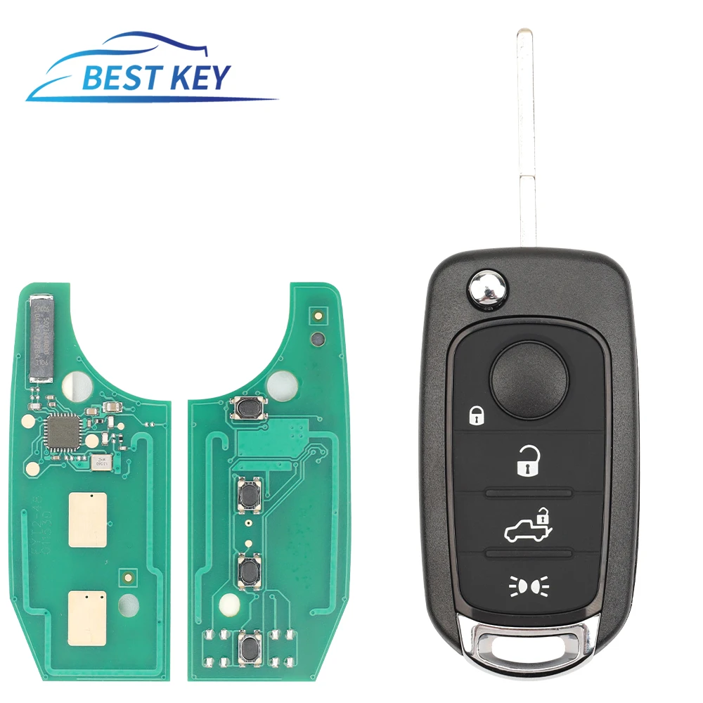 BEST KEY  Car Remote Key For Fiat 500X Egea Tipo 2016-2018 433.92FSK 48 Chip Use Orginal Factory PCB Flip Smart Key