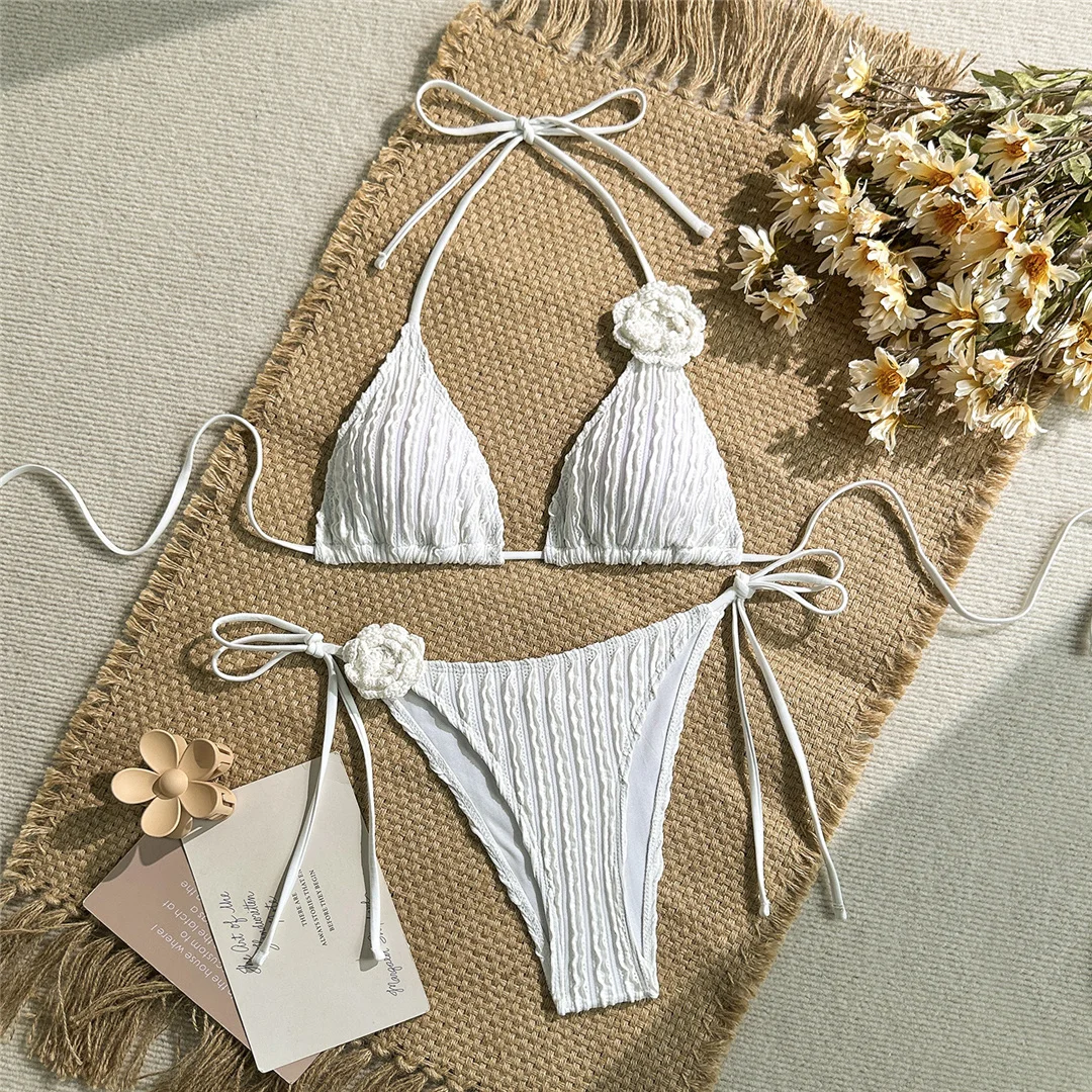 Sexy 3D-Blumen, geraffter Bikini, Damen-Badeanzug, zweiteiliges Bikini-Set, Damen-Badebekleidung, hoch geschnittene Beine, Badeanzug, Badebekleidung, Schwimmbekleidung V7479 – Detail 7