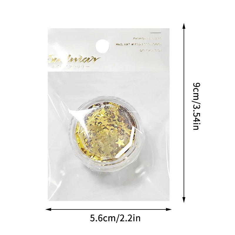 1 Box fünfzackiger Stern Herz Nagel Mix Pailletten Flash Nagel glänzende Spiegel Mehl Dekoration Nail Art DIY Nail Art Enthusiasten – Detail 7