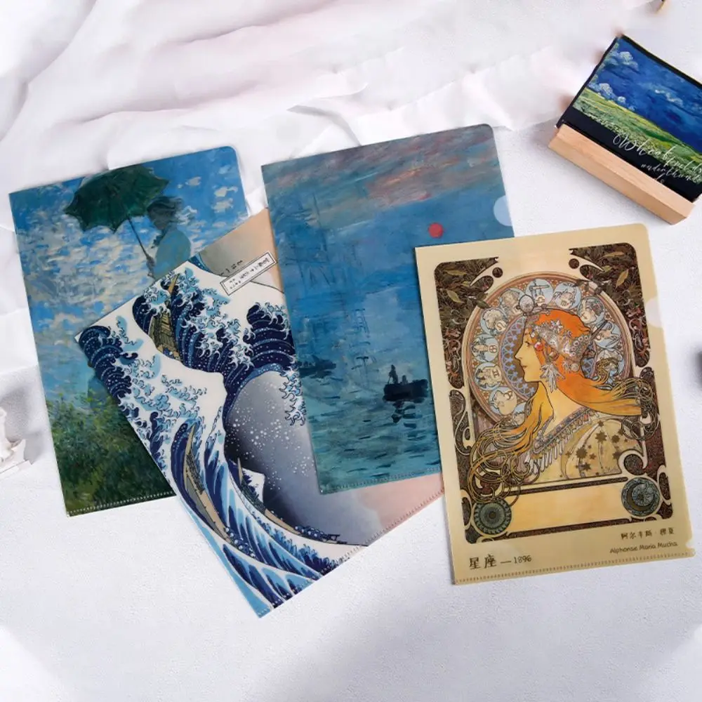 

Cute Storage Bag L Shaped Folder Presentation Folder Documents A4 File Folder Famous Painting Series Paper Organizer Desktop