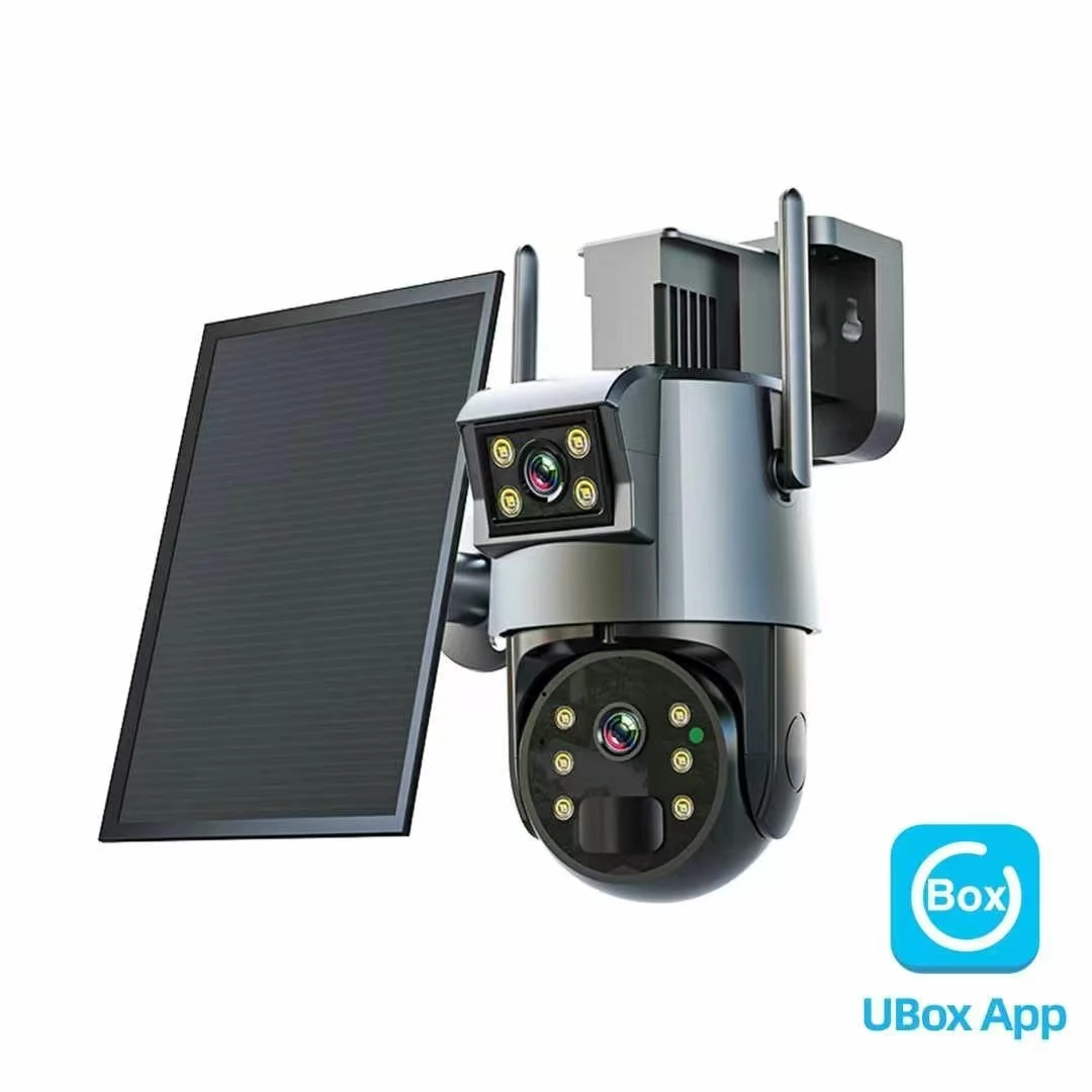 

4MP Ubox APP Dual Lens Solar Power Low Comsunption WIFI IP Dome Camera Full Color AI Humanoid Home Security CCTV Baby Monitor