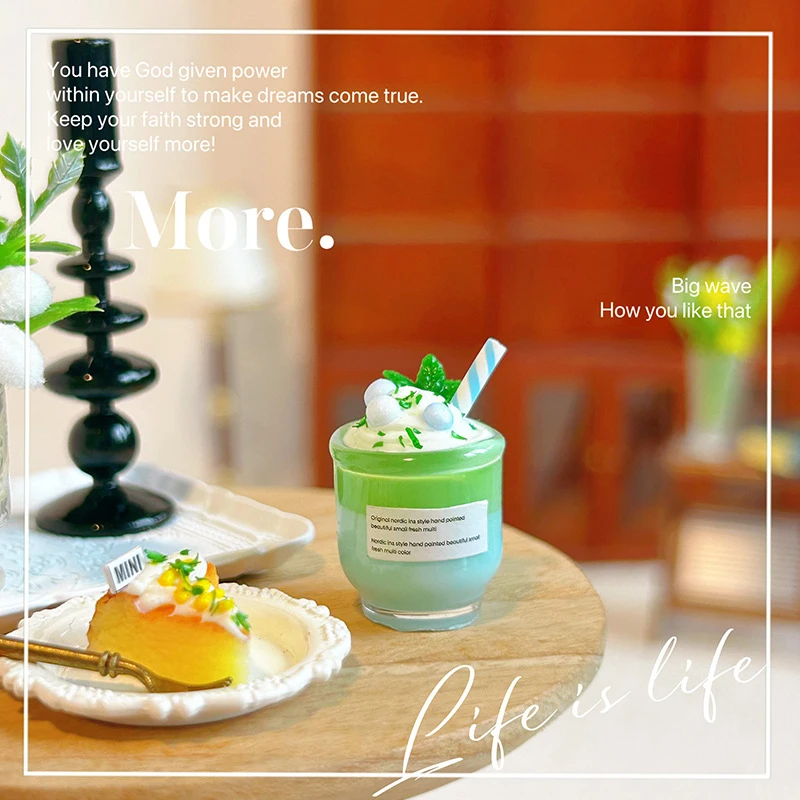 1/12 Scale Dollhouse Accessories Mint Milk Drink Cup for Pretend Play