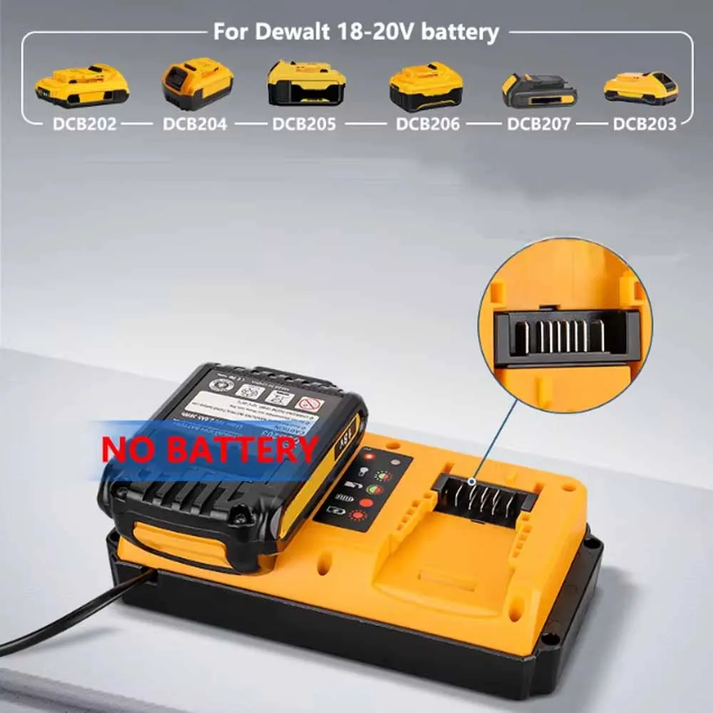 

NEW Portable Dual Ports Charger For Dewalt 18V-20V Lithium Battery Rechargeable DCB207 DCB206 DCB204 DCB203 Fast Charger EU Plug