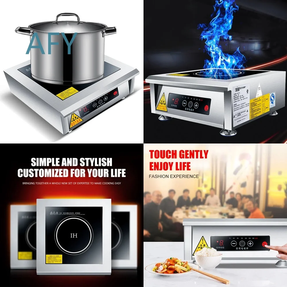 High Power Induction Cooker for Commercial Use 5000W Flat Surface Soup Stirring Hot Plate for Restaurants Kitchens Cafes Food