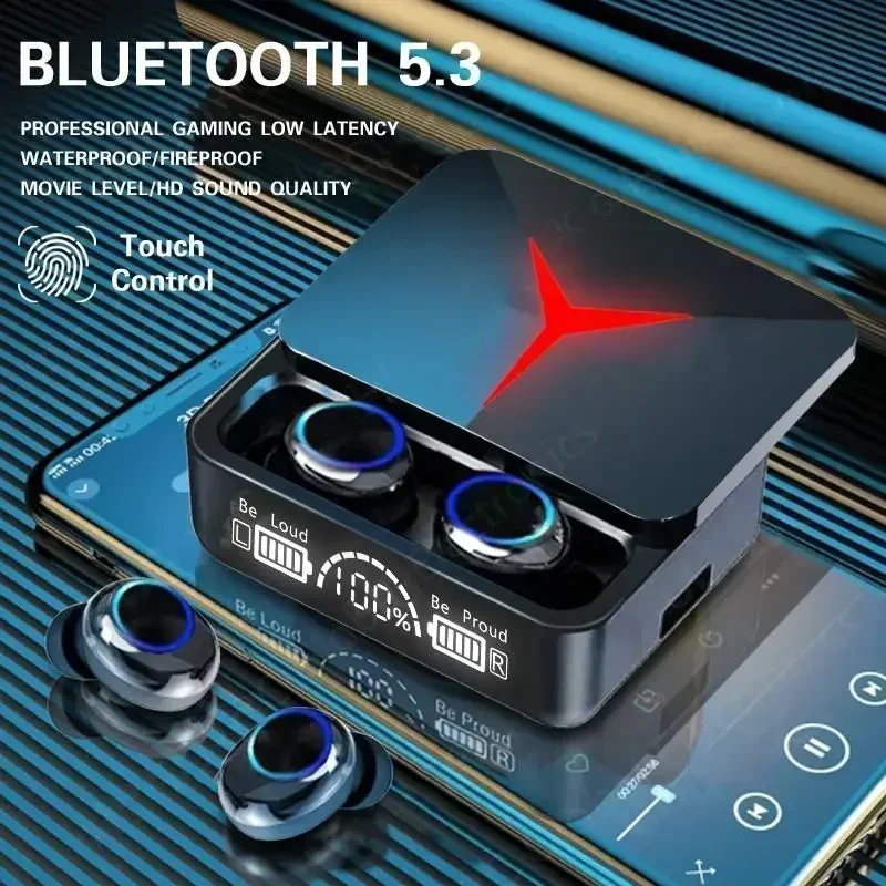 Беспроводные наушники Спортивные наушники 9D Hi-Fi стерео TWS M90 M10 F9 Bluetooth 5.3 Игровые гарнитуры с сенсорным управлением Светодиодный дисплей