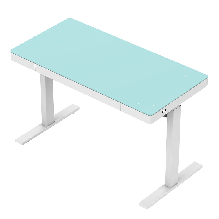 

Glass White Fashion Modern Ergonomics Glass Table Touch Screen Standing Desk Office Height Adjustable Desk