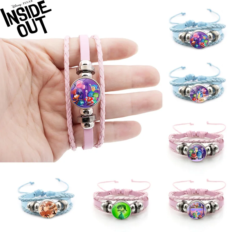 

24styles Disney Inside Out 2 Braided Leather Bracelet Bing Bong Joy Sadness Anger Wristband Accessories Girls Jewelry Gifts