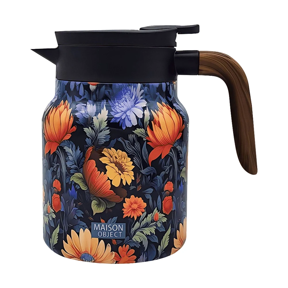

1000ml Vintage Floral Tea Kettle Stainless Steel Insulated Tea Pot Built-in Infuser Tea Separation Water Bottle for Hot Drinks