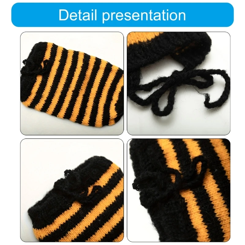 Baby Photo Props Bees Outfit Knit Hat Sleepbag Set Photo Posing Props Newborn Photography Props Bodysuit 2in1