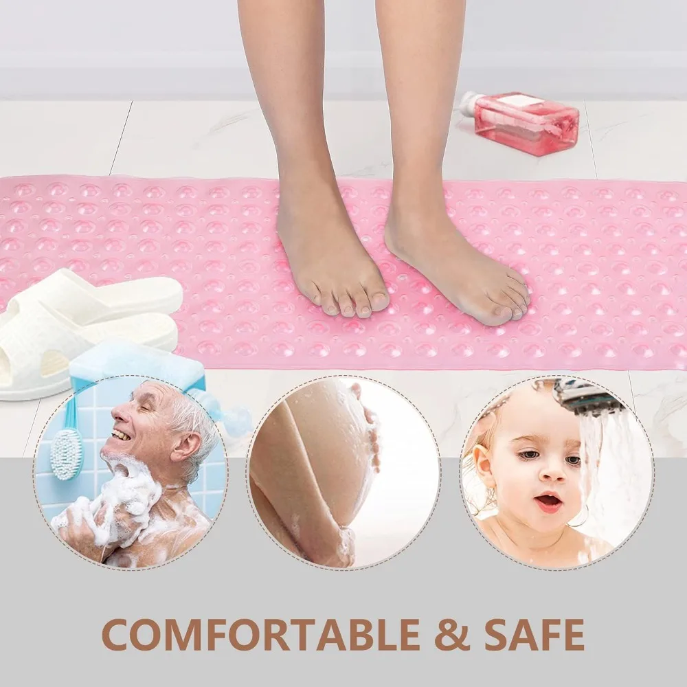 Alfombrilla de baño de bebé mejorada, alfombrilla de bañera Extra larga antideslizante para niños de 40X16 pulgadas, alfombrilla de ducha lavable a Máquina ecológica