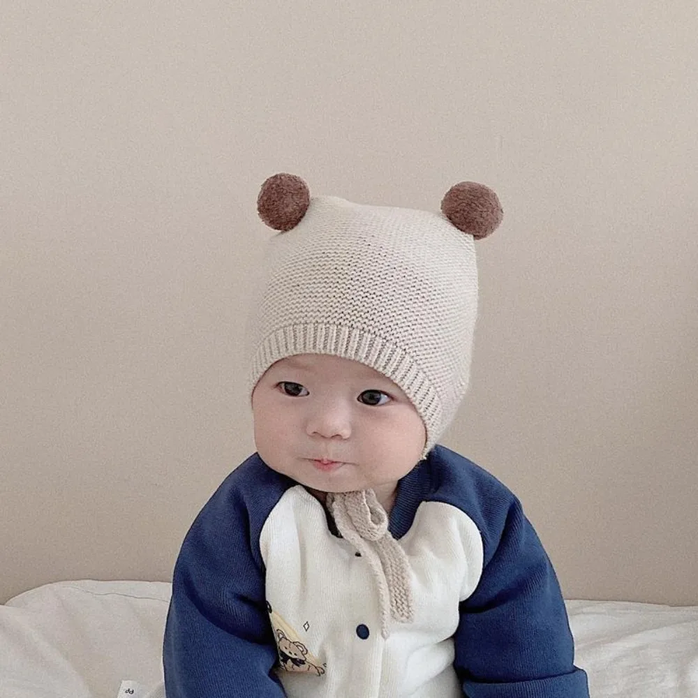 New Thickened Bonnet Caps Plush Winter Warm Pullover Hat Knitted Newborn Beanie Autumn Winter