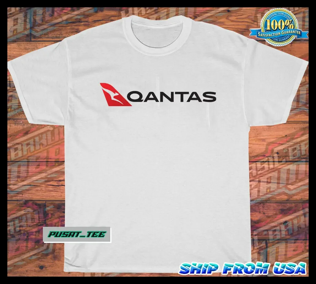 NEW Qantas Airlines American Funny Logo Men TShirt Size S-5XL Black White Gray