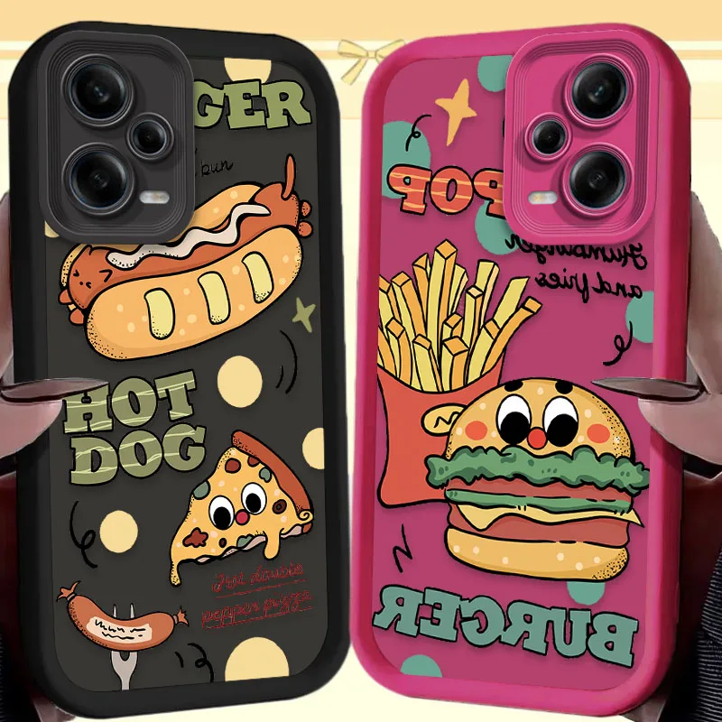 Funny Hamburger Case for Xiaomi Redmi Note 13 12 11 Pro Plus 4G 5G 12S 11S 10S 10 9 9S Redmi 14C 13C 12C A3 12 Silicone Cover