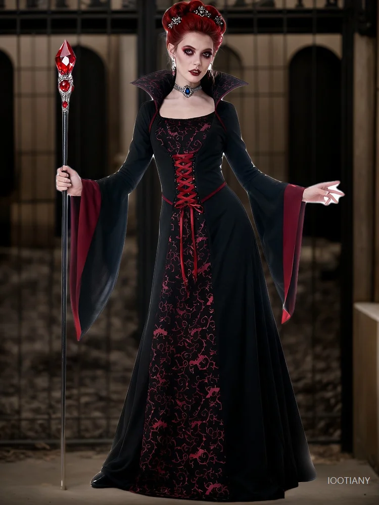 

Halloween Costume Adult Witch Queen Dress Witch Easter Demon Vampire Bride Death Witch Cosplay Costume Vintage Court Dresses