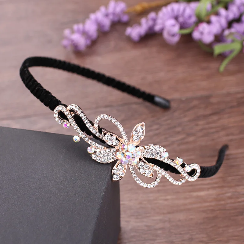 Korean Version of Rhinestone Headband New Non-slip Pearl Headband Pressure Hair Ring Hairpin Women\'s Bangs Clip Hair Accessories