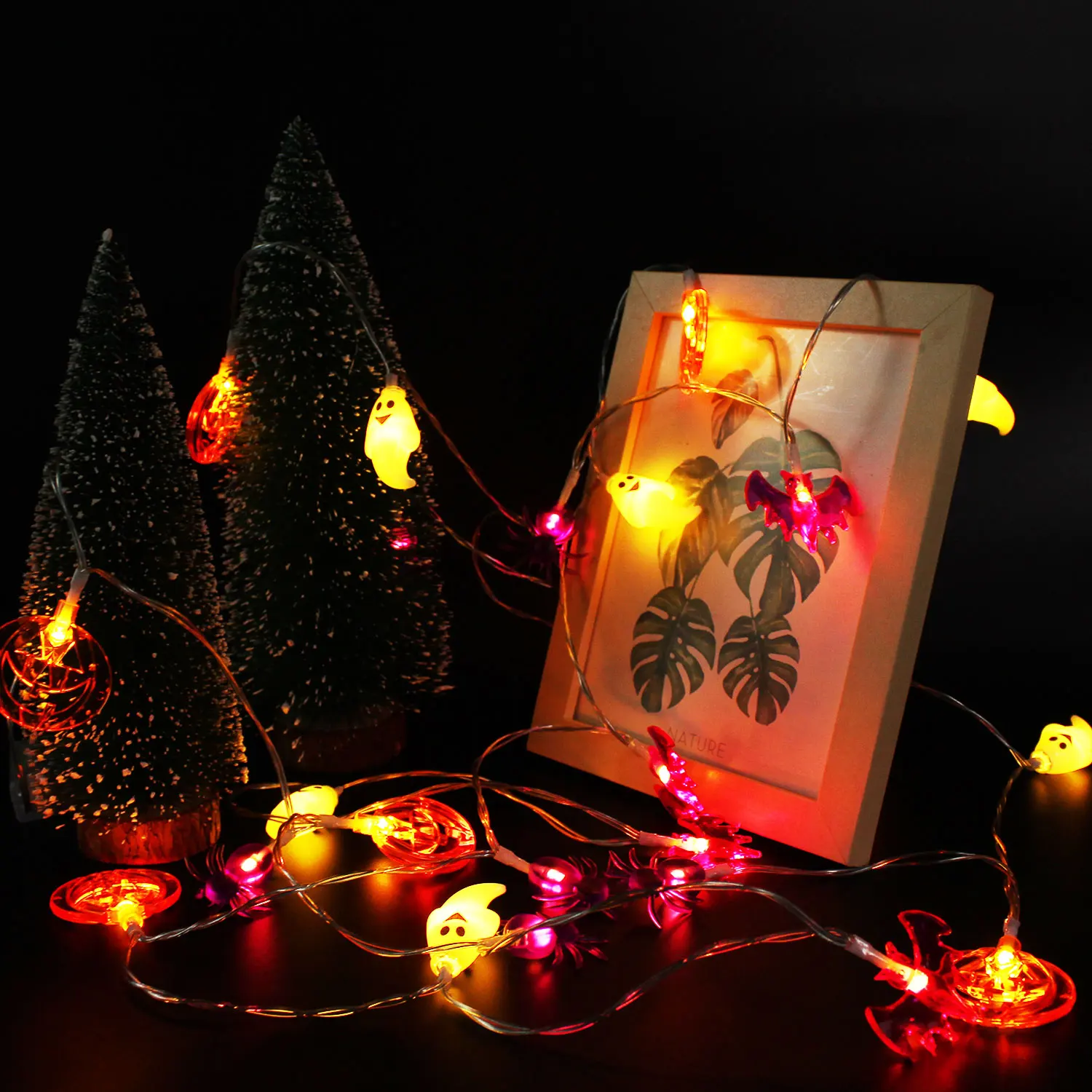 2024 Halloween Party LED String Lights Ghost Pumpkin Spider Web Decor Night Light Halloween Indoor Outdoor Decoration Props