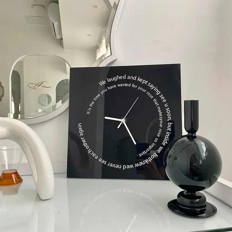 

Modern Minimalist Decorative Clock Acrylic Letter Pattern Desktop Clock Living Room Bedroom Table Clocks Watch Ornaments