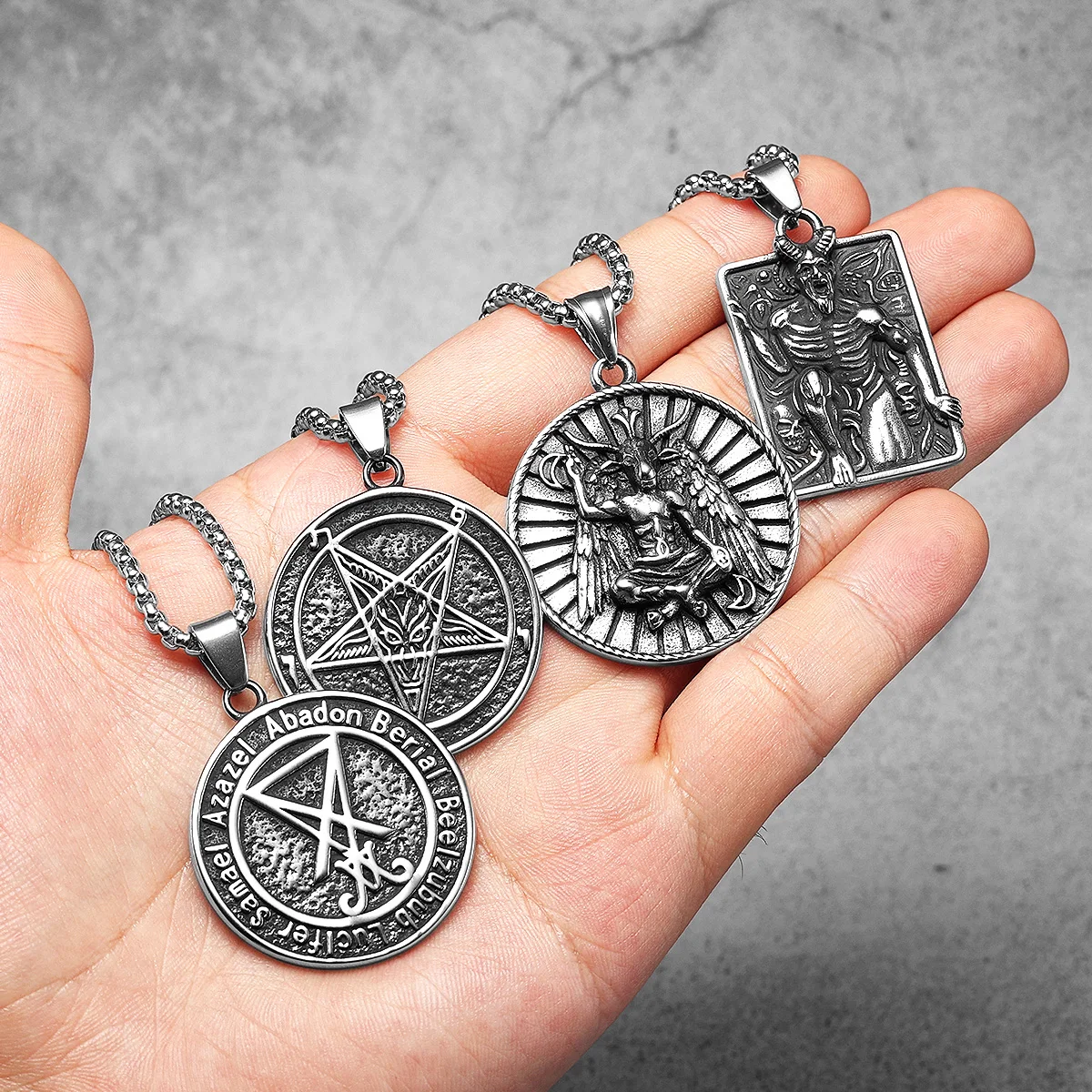 Hell Demon Satan Lucifer Stainless Steel Men Necklaces Pendant Chain Powerful Amulet Vintage For Women Jewelry Gifts Wholesale