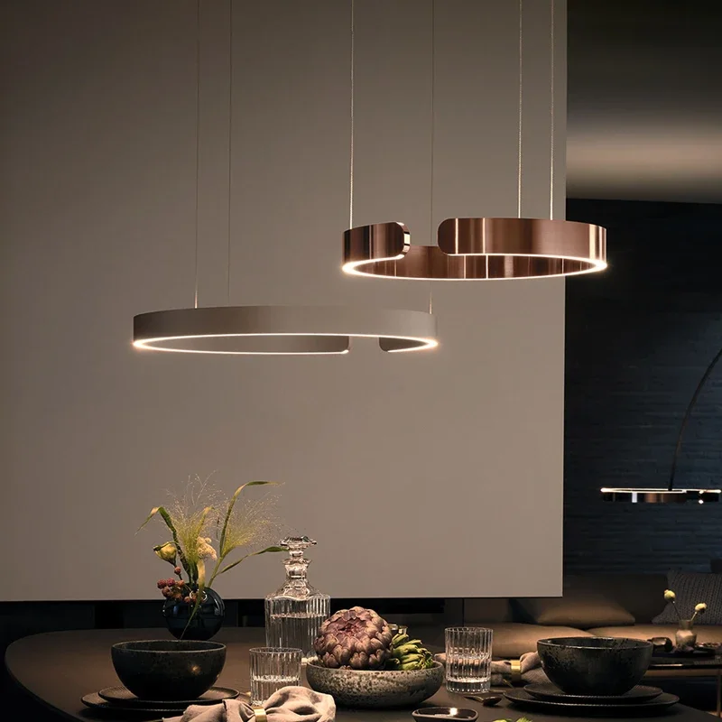 Imagem -05 - Nordic Led Pendant Lights Lâmpadas de Anel Preto Luz Suspensa Regulável Decoração de Casa Sala de Estar Sala de Jantar Cozinha