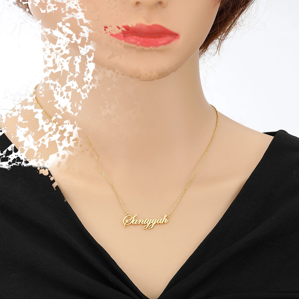 

Персонализированное ожерелье Lateefah, ювелирные изделия для девочек и женщин, изготовление шрифтов ожерелья из нержавеющей стали, первоначальное l