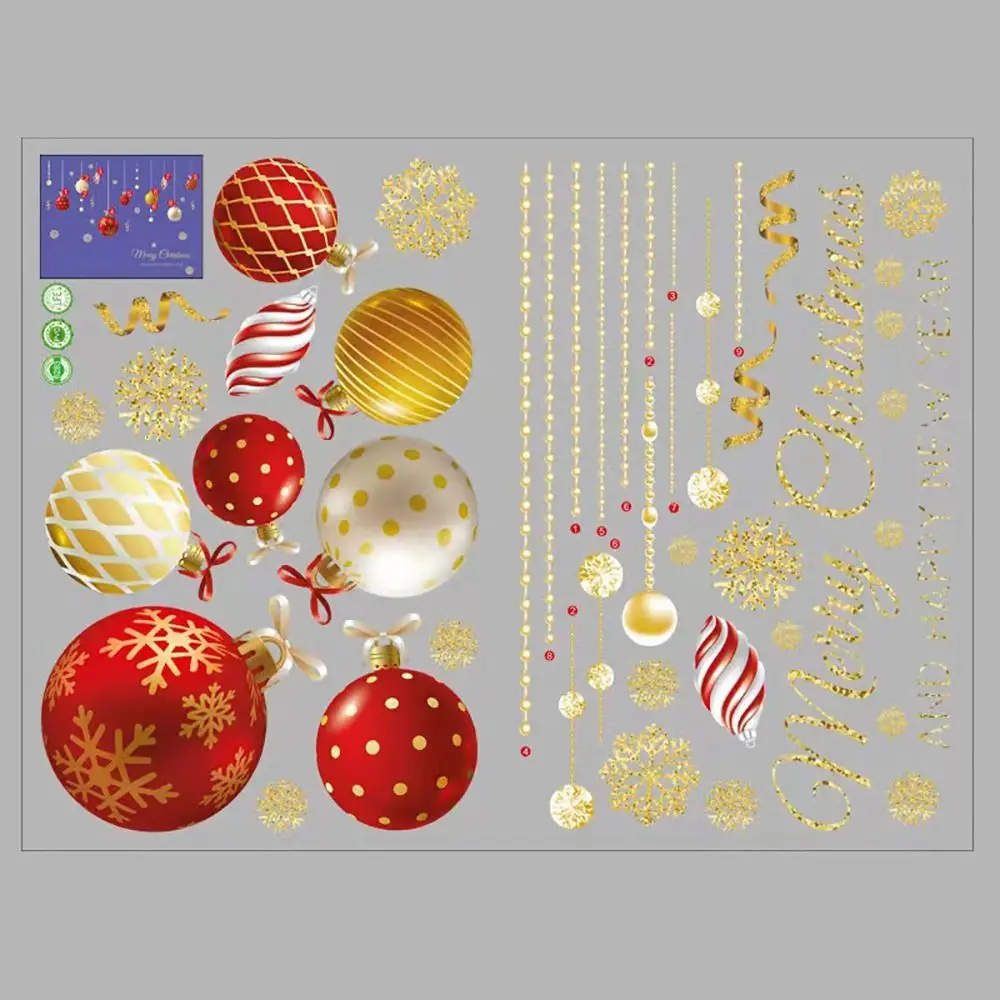 Multicolor Christmas Window Sticker Waterproof Photo Props Christmas Window Decals Electrostatic Cling Scene Layout