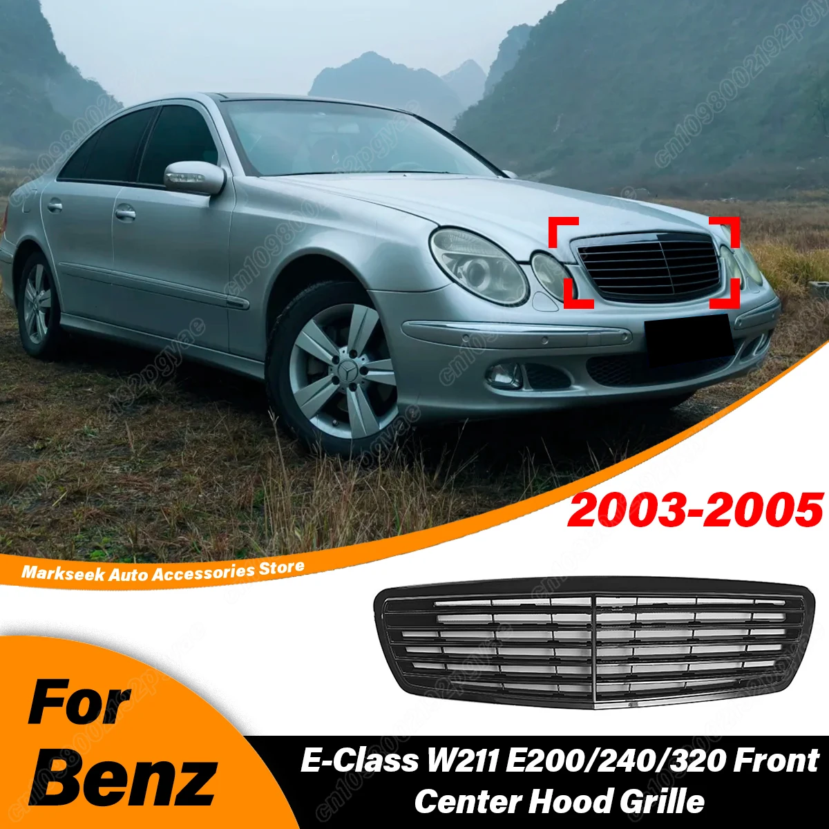 

Для Mercedes-Benz W211 E200 E240 E320 2002 2003 2004 2005 2006, передний бампер автомобиля, черный радиатор, решетка воздухозаборника, модификация