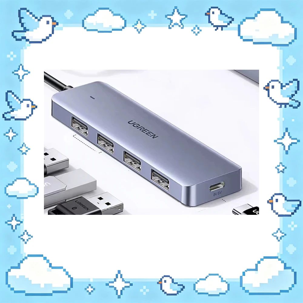 UGREEN 15919 USB 3.0 Hub 4-Port 5Gbps 2m Cable Type-C Power Input for Laptop Desktop Keyboard Mouse Flash Drive Hard Drive