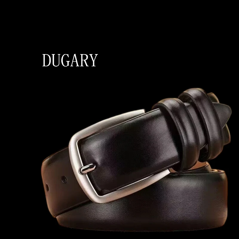 DUGARY Men vintage Leather Belt Metal simplicity Business Fashion Classic brand leisure Cowskin Waist Strap Jeans Men Belt