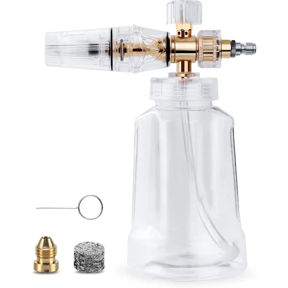 

Пенная пушка — пистолет для мойки высокого давления с быстроразъемным соединением 1/4 дюйма и регулируемой насадкой-распылителем для мойки автомобиля с бутылкой 1 л, профессия