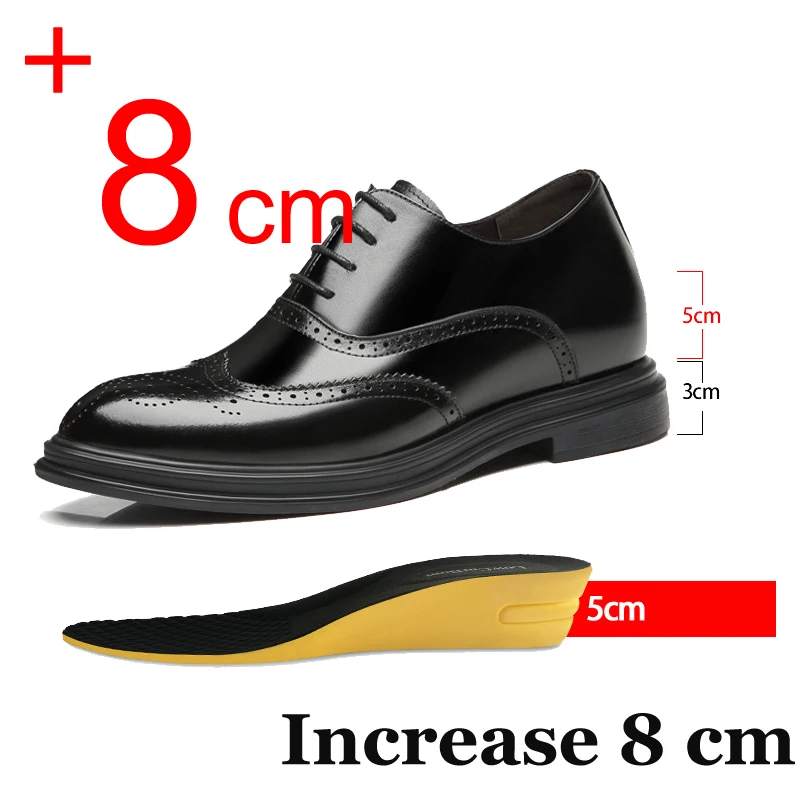 

Men's Dress Shoes Elevator Shoes Platform Breathable Casual Business Luxury Genuine Leather Heightening Shoes 8 6CM Taller Male