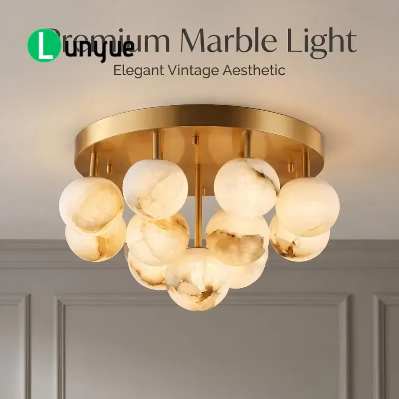 Modern Simple Embedded Ceiling Light Natural Alabaster Panel Ultra-thin LED Lamp Customized for Bedroom Corridor