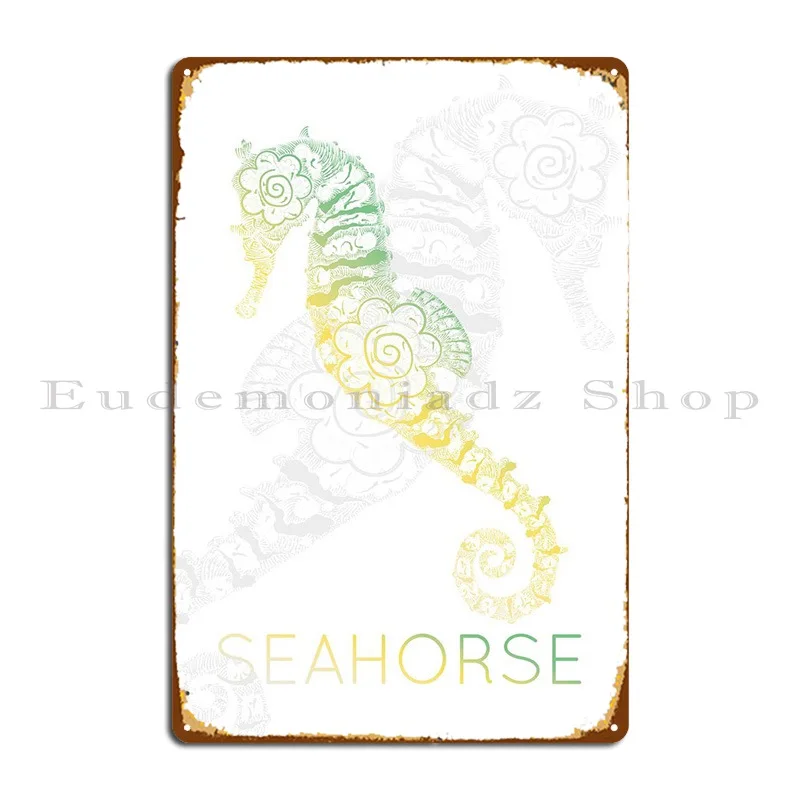 

Seahorse Silhouette Metal Plaque Character Wall Cave Decoration Living Room Classic Tin Sign Poster