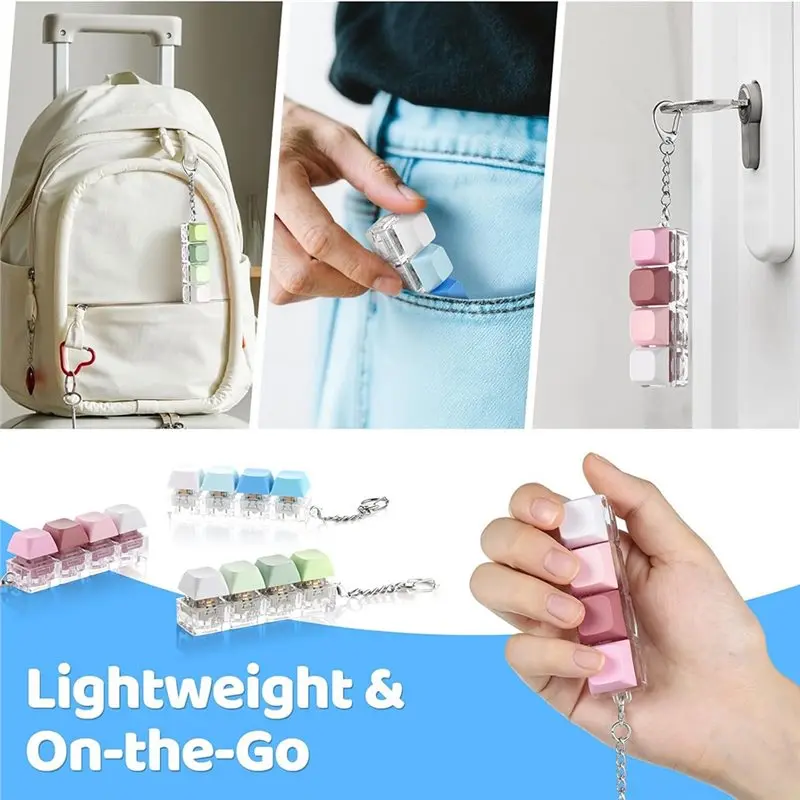 Silent Fidget - Paquete de 3 clics de teclado Modelos cremosos, silenciosos y clics - Llavero para aliviar el estrés