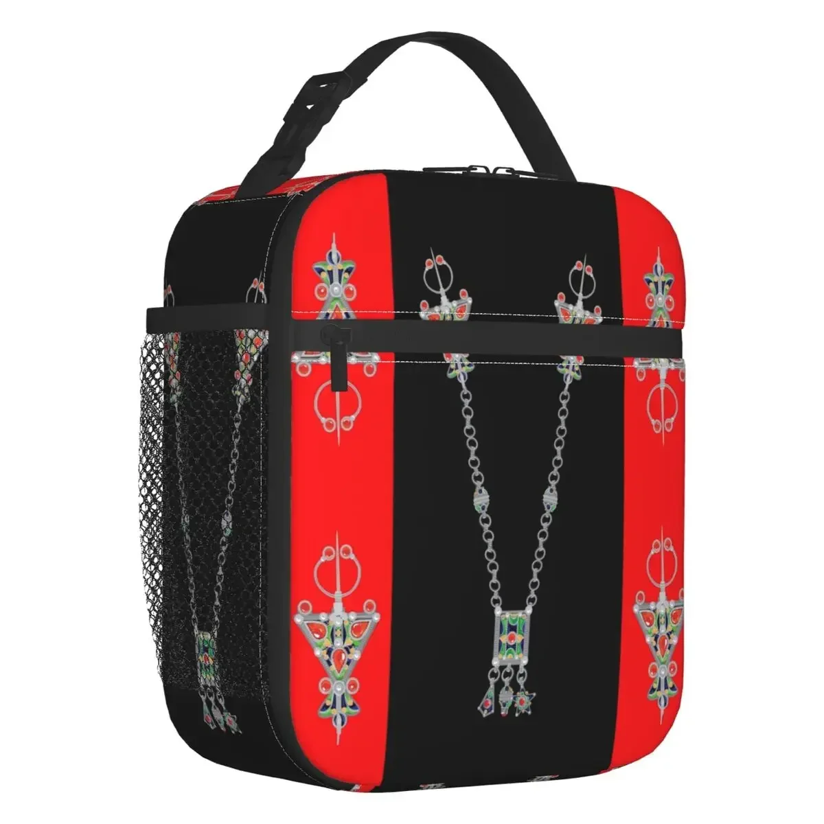 Kabyle Jewelry Insulated Lunch Bag for Camping Travel Amazigh Carpet Berber Leakproof Thermal Cooler Bento Box Women Kids