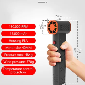 X7 터보 제트 선풍기 격렬한 송풍기, 미니 터보 제트 선풍기, 휴대용 브러시리스 모터, 130,000 RPM, 풍속 55 m/s, 산업용 덕트 선풍기 